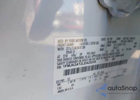 2020 Ford Expedition Limited Max из США, поврежденный, VIN 1FMJK2AT2LEA20238